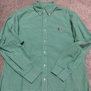 Polo Ralph Lauren Green/White Plaid Button Up Medium